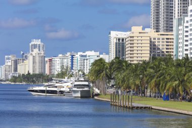 Miami Beach, Florida konut, yatlar ile wharf