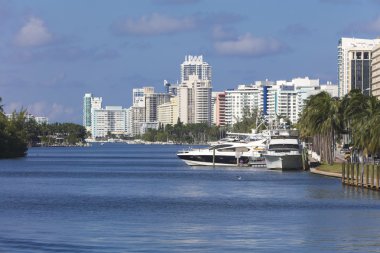 Miami Beach, Florida konut, yatlar ile wharf