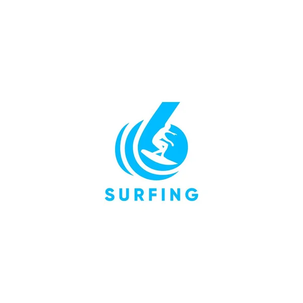 Sechs Surfen Logo Design Vektor — Stockvektor