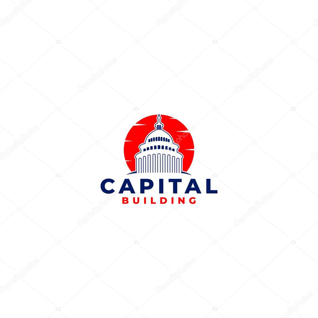 Capital Building Logo Design Vector