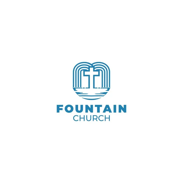 Fontaine Logo Église Design Vecteur — Image vectorielle