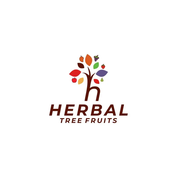 Herbal Treefruits Logo Design Vektor — Stockvektor
