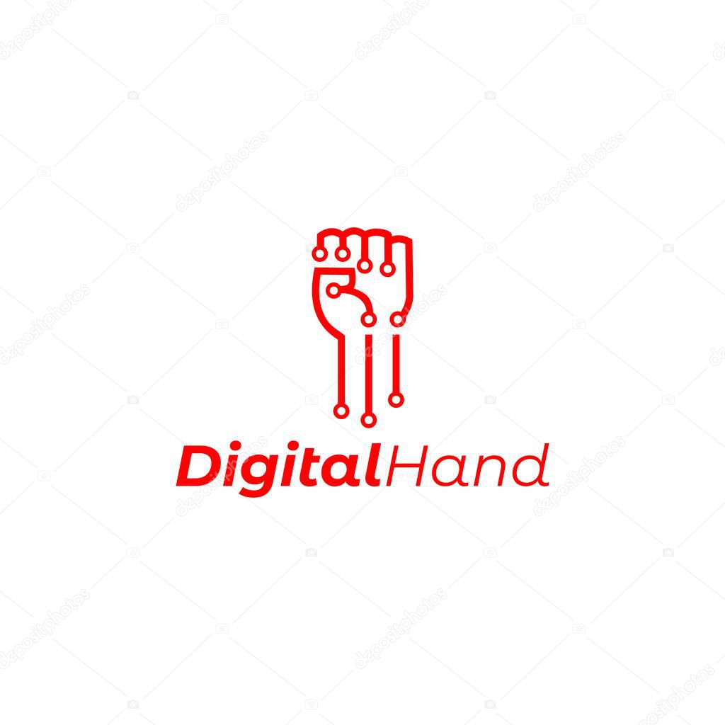 Digital Hand Logo Design Vector