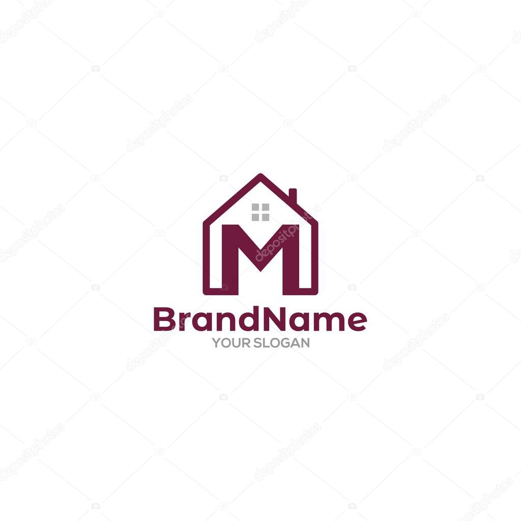 Real Estate M Logo Design Vector