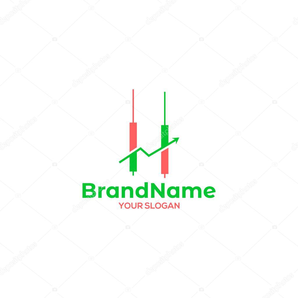 H Candlestick chart Logo Design Vector