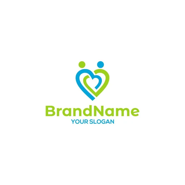 Persone Love Care Logo Vettore Progettazione — Vettoriale Stock