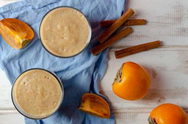 Persimmon Smoothie Narancs Tej — Stock Fotó