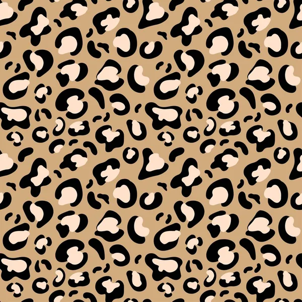 Abstract Wild Animal Skin Leopard Seamless Pattern Design Beige Background — Stock Vector