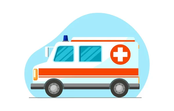 救急車だ 病院への輸送 緊急救急車のシンボル サイドビュー 医学的概念 ベクトルイラスト インフォグラフィックリソース ランディングページのデザイン — ストックベクタ