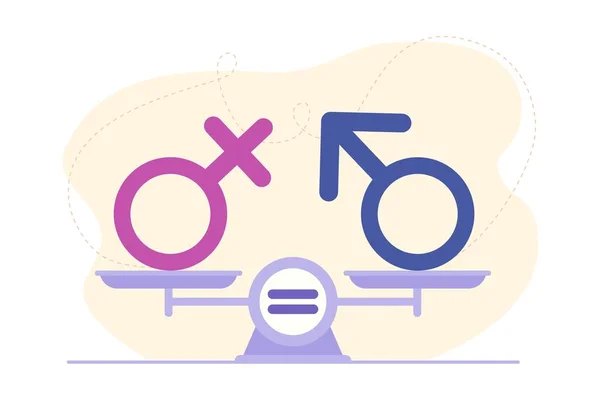 Concepto Igualdad Género Signo Género Masculino Femenino Escalas Símbolo Confianza — Archivo Imágenes Vectoriales