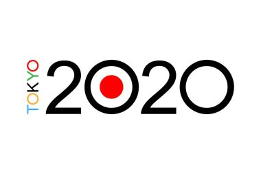 Tokyo Olimpiyat Oyunları 2020 arka plan. Şampiyonluk ikonu, soyut geometrik şekil. Japonya yaz sporu sembolü vektör düz çizimde. Spor müsabakası kavramı. Arkaplan ve afiş için tasarım