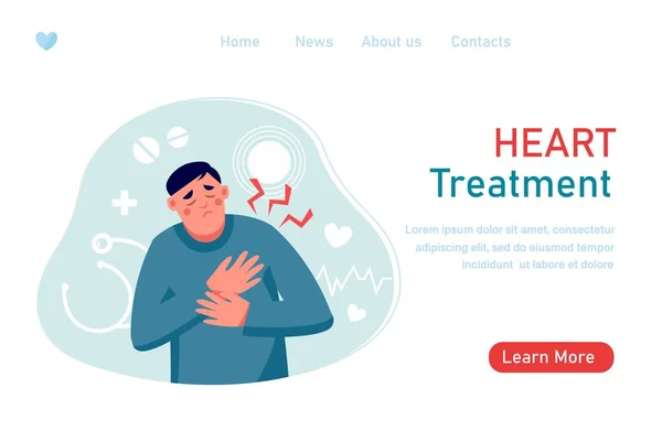 Мужчина Болью Сердце Приступ Трогает Грудь Лечение Сердца Здравоохранение Диагностика — стоковый вектор