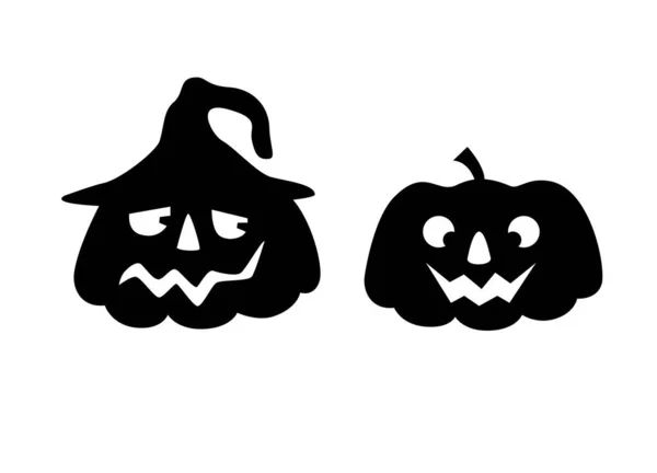 Halloween Σύνολο Κολοκύθας Πρόσωπο Χαμόγελο Απομονώνονται Λευκό Φόντο Διάνυσμα Περίγραμμα — Διανυσματικό Αρχείο