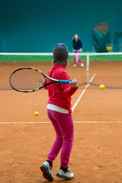 Girls in training tennis — Stock Photo, Image