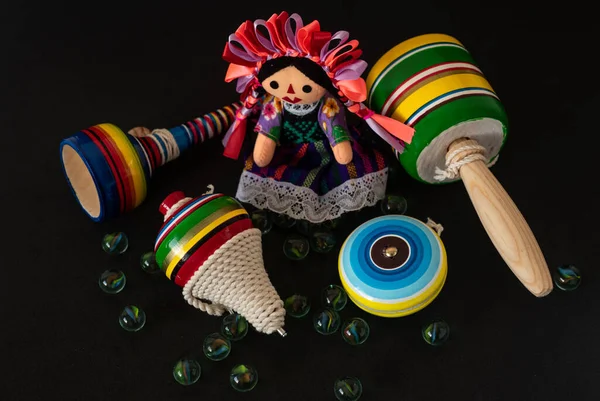 Hermosos Juguetes Artesanales Mexicanos Coloridos Tradicionales Madera — Foto de Stock