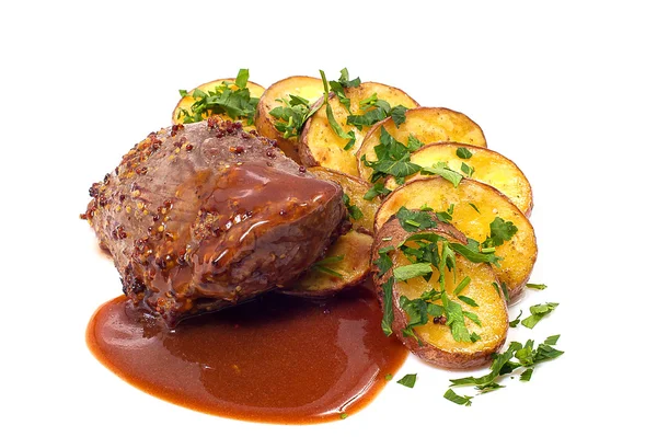 Steak et pommes de terre — Photo