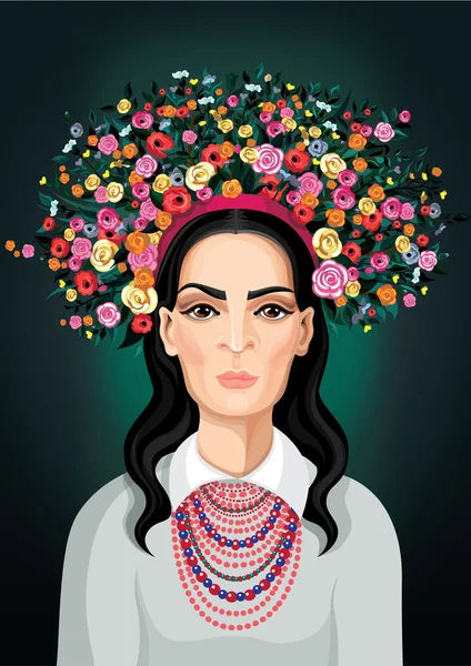 ผู้หญิงสวมชุดหัวดอกไม้ — ภาพเวกเตอร์สต็อก
