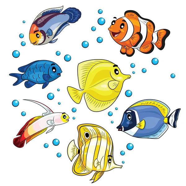 热带鱼类卡通 — 图库矢量图片