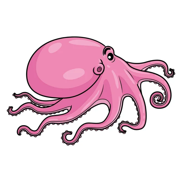 Ilustrace Roztomilé Karikatury Chobotnice Růžová — Stockový vektor
