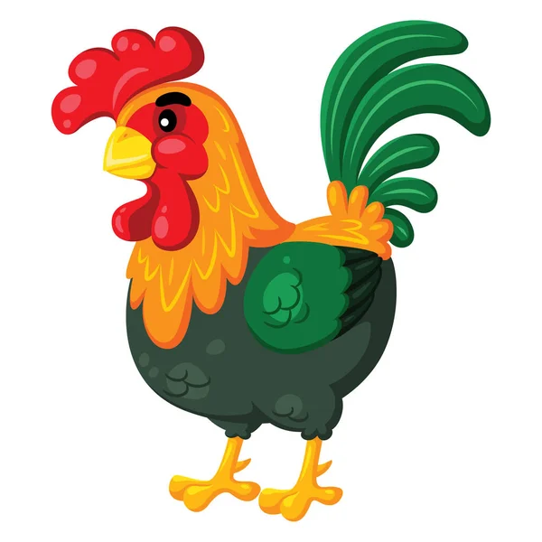 Illustration Cute Cartoon Rooster — Stock Vector