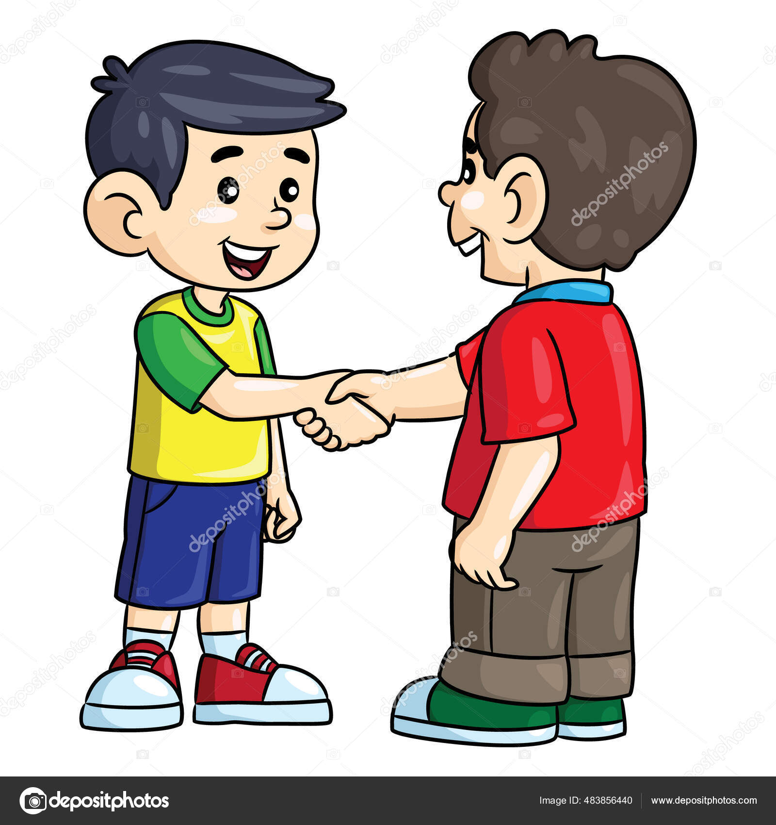 Boys shaking hands Vector Art Stock Images | Depositphotos