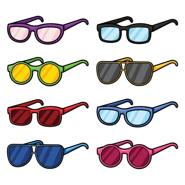 Illustration Lunettes Dessin Animé Mignon Ensemble — Image vectorielle