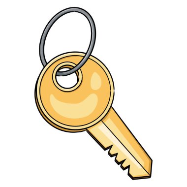 Altın sarısı bir anahtarın karikatür çizimi.