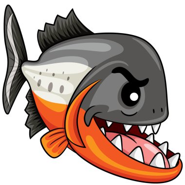 Piranha balığı karikatür