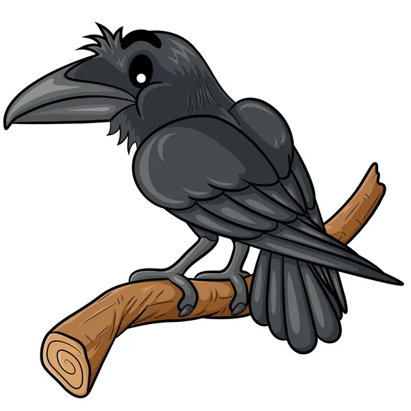 Raven Cute Cartoon — Stockvector