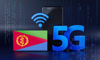 Eritre 5G Bağlantı Konsepti için hazır. 3 Boyutlu Akıllı Telefon Teknolojisi Arkaplanı