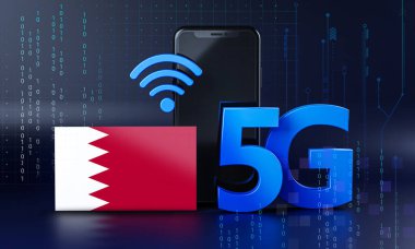 Bahreyn 5G Bağlantı Konsepti için hazır. 3 Boyutlu Akıllı Telefon Teknolojisi Arkaplanı