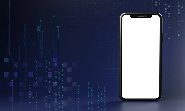 Смартфон Mockup Голограма Технологія Темного Тла Концепція Копіювання Простору Рендерингу — стокове фото