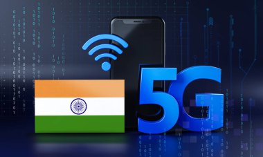 Hindistan 5G Bağlantı Konsepti için hazır. 3 Boyutlu Akıllı Telefon Teknolojisi Arkaplanı