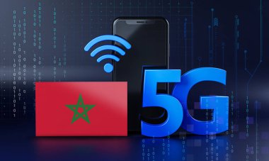 Fas 5G Bağlantı Konsepti için hazır. 3 Boyutlu Akıllı Telefon Teknolojisi Arkaplanı