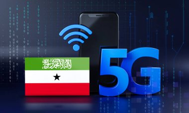 Somaliland 5G Bağlantı Konsepti için hazır. 3 Boyutlu Akıllı Telefon Teknolojisi Arkaplanı
