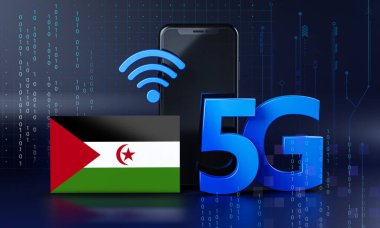 Sahraw 5G Bağlantı Konsepti için hazır. 3 Boyutlu Akıllı Telefon Teknolojisi Arkaplanı