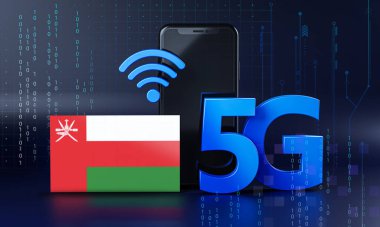 Umman 5G Bağlantı Konsepti için hazır. 3 Boyutlu Akıllı Telefon Teknolojisi Arkaplanı