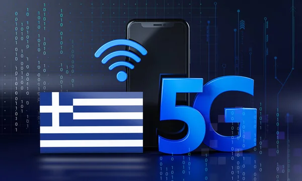 Greece Ready for 5G Connection Concept. 3D Rendering Smartphone Technology Background