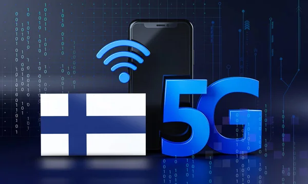 Finland Ready for 5G Connection Concept. 3D Rendering Smartphone Technology Background