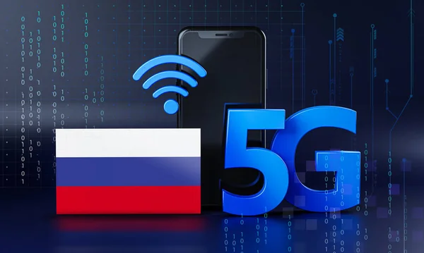 Russia Ready for 5G Connection Concept. 3D Rendering Smartphone Technology Background