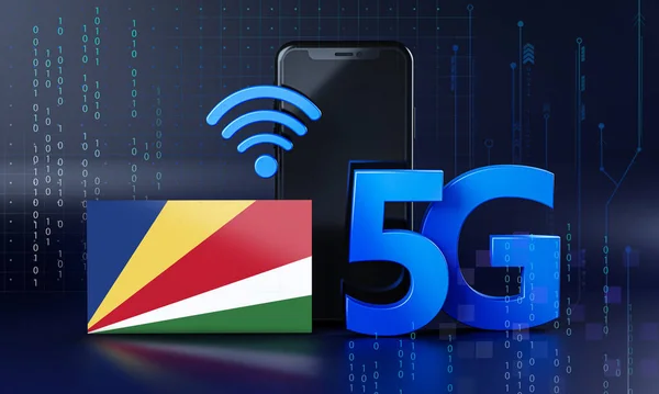 Seychelles Ready for 5G Connection Concept. 3D Rendering Smartphone Technology Background