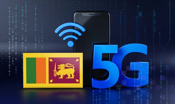 Sri Lanka Ready for 5G Connection Concept. 3D Rendering Smartphone Technology Background