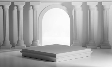 Kare Podyumlar Parlak Kapı Klasik Sütunlar Kolonlar 3D Yapılandırma