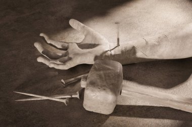 İsa 'nın Eli Çarmıha Gerilme Sembolik 3B Hazırlama