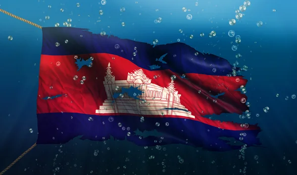 Камбоджа під прапором води моря — Stockfoto