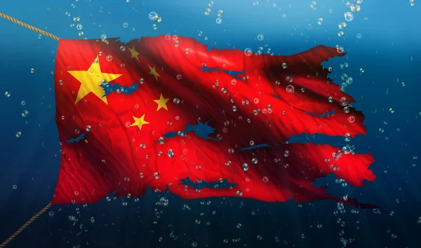 China onder water zee vlag — Stockfoto