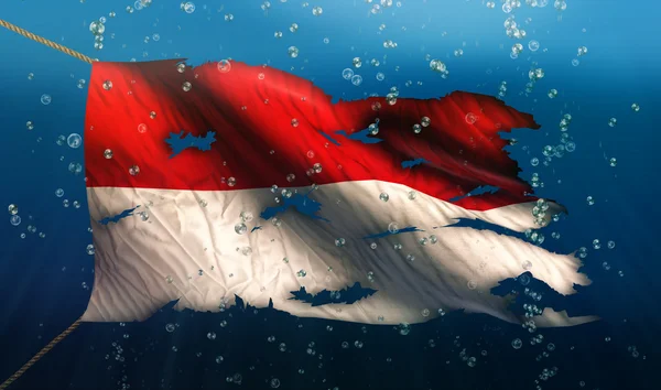 물 깃발 아래 인도네시아 모나코 — 스톡 사진