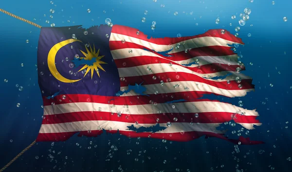 Malaysia Under Water Sea Flag — Stock Photo, Image