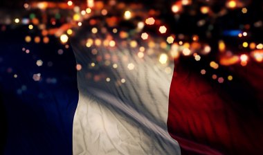 Fransa ulusal bayrak gece bokeh arka plan ışık