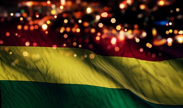 Bolivia National Flag Light Night Bokeh Abstract Background — Stock Photo, Image